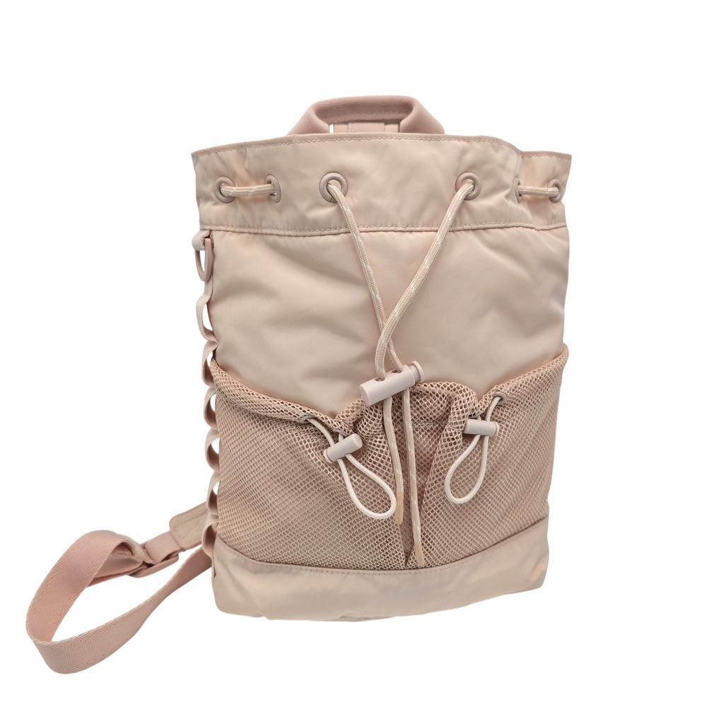 Dagne Dover Backpack Pink Nylon Drawstring Mesh Pockets Adjustable Straps‎